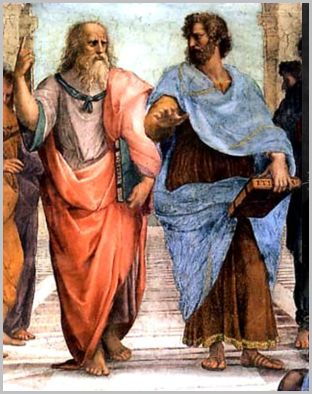 Platon et Aristote. Detail de la fresque L Ecole d Athenes, de Raphael.